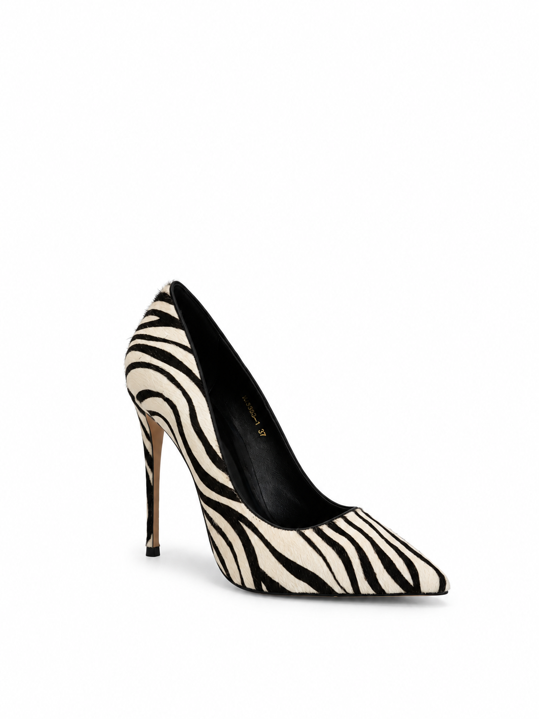 Zebra-print pony-hair pointed-toe pumps with stiletto heel