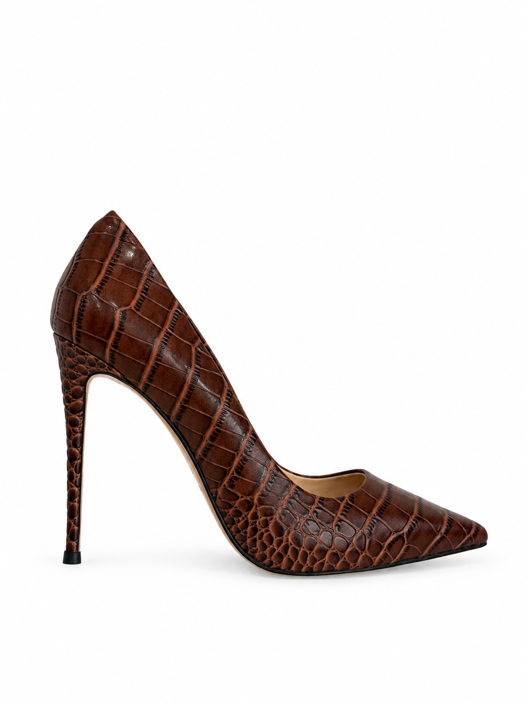 Monroe Cognac Croc-Embossed Leather Pumps 120 mm
