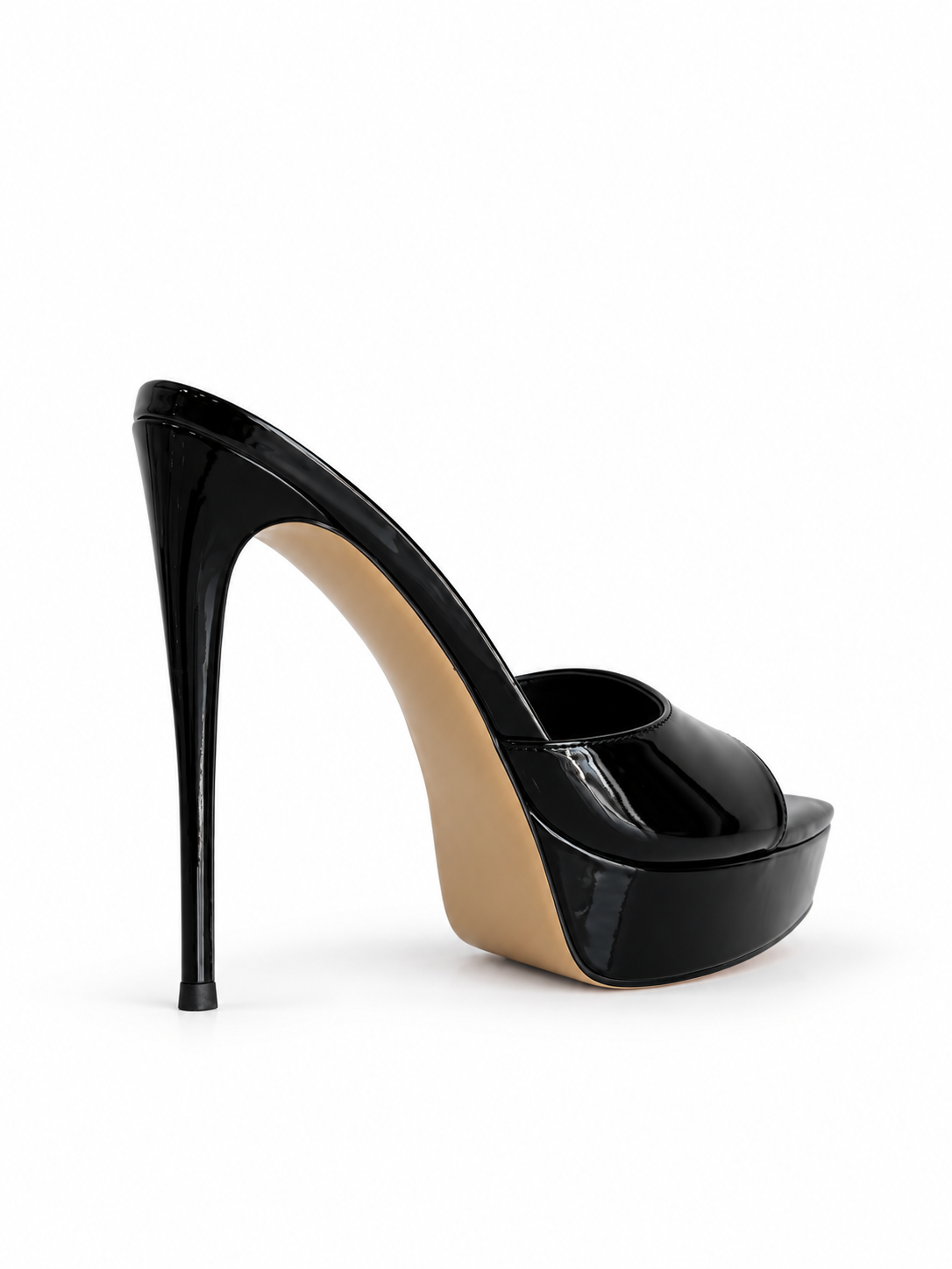 Roxanne Black Patent Leather Platform Mules 140mm