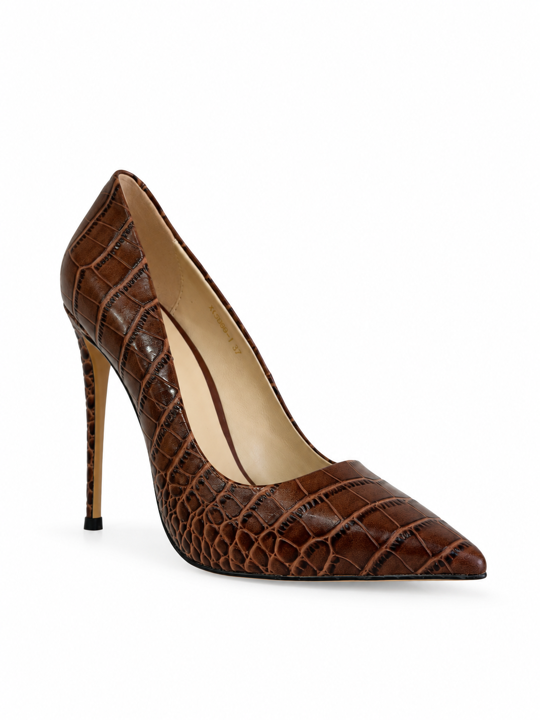 Monroe Cognac Croc-Embossed Leather Pumps 120 mm