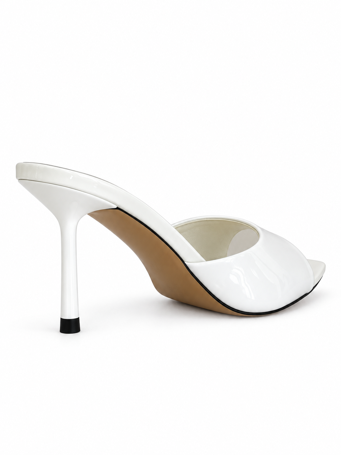Mika White Patent Leather Mules 70mm