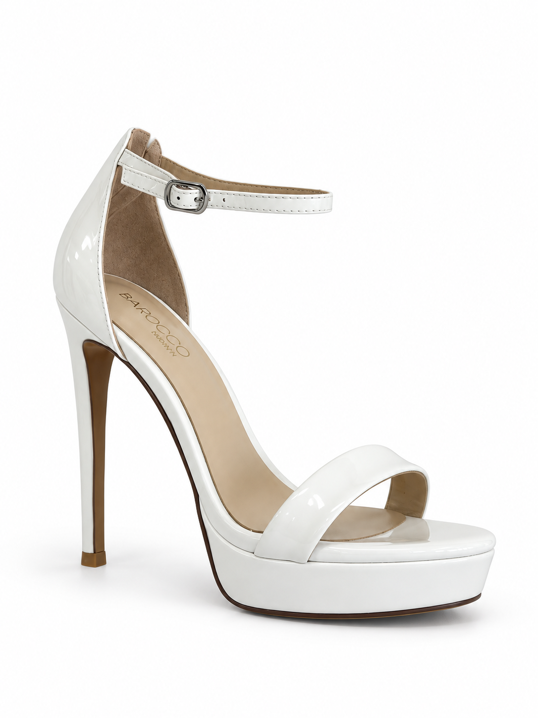Katrin White Patent Leather Platform Sandals 130 mm