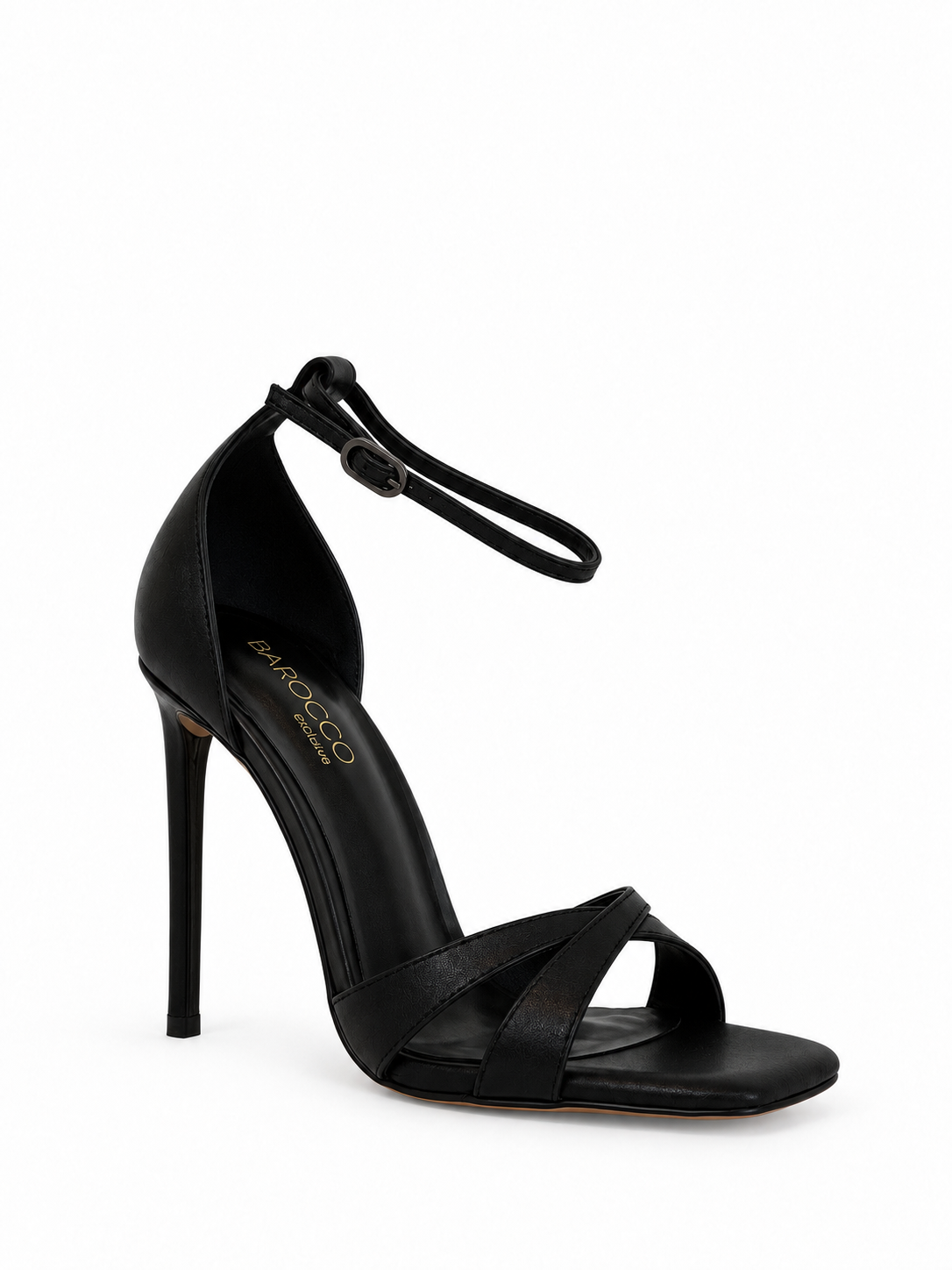 Gia Black Leather Sandals 110 mm