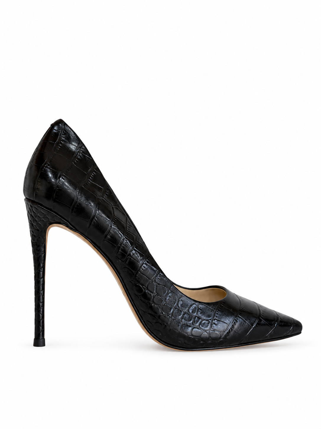 Monroe Black Croc-Embossed Leather Pumps 120 mm