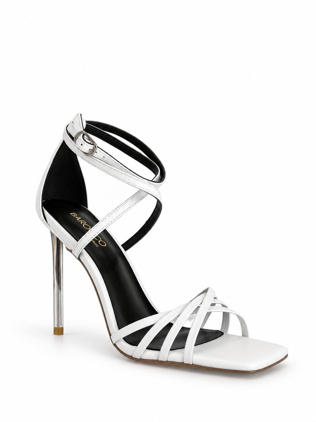 Bianca White Leather Strappy Sandals 100 mm