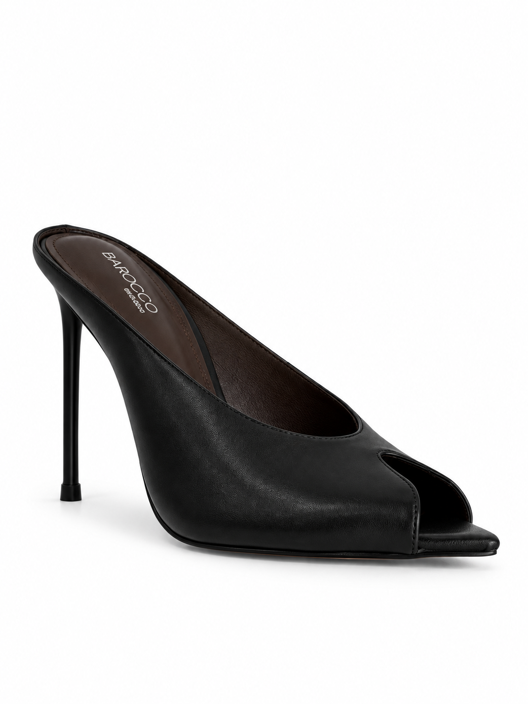 AMÉLIE Black Leather Stiletto Mules 105mm