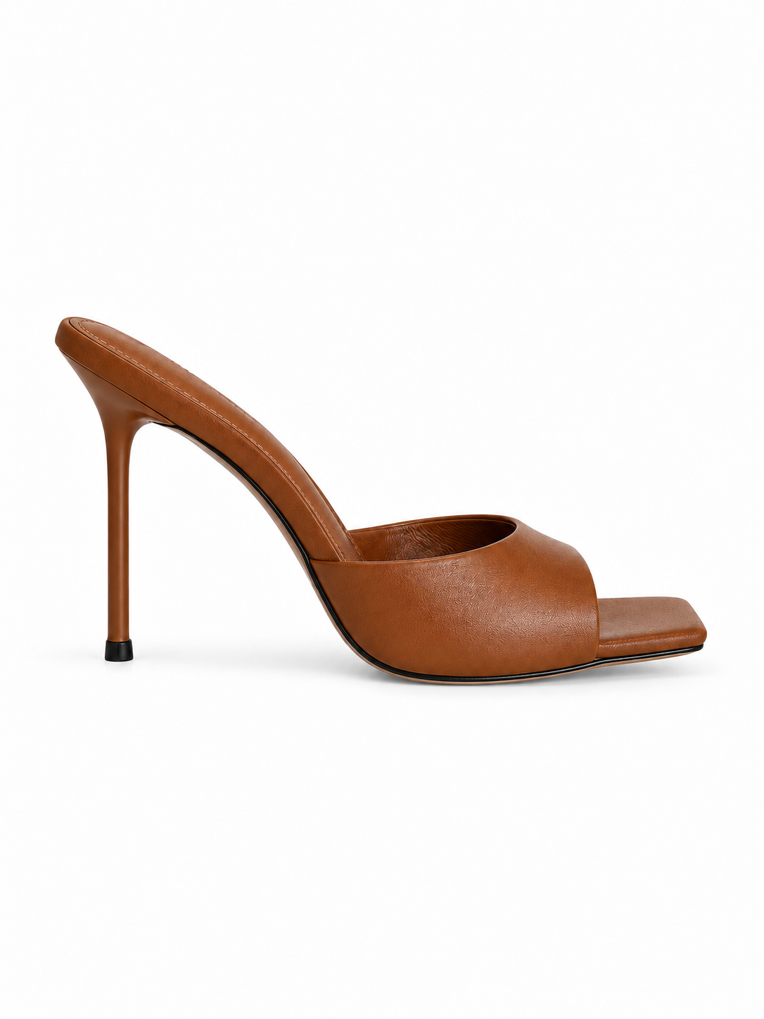 GLAM Cognac Leather Heeled Mules