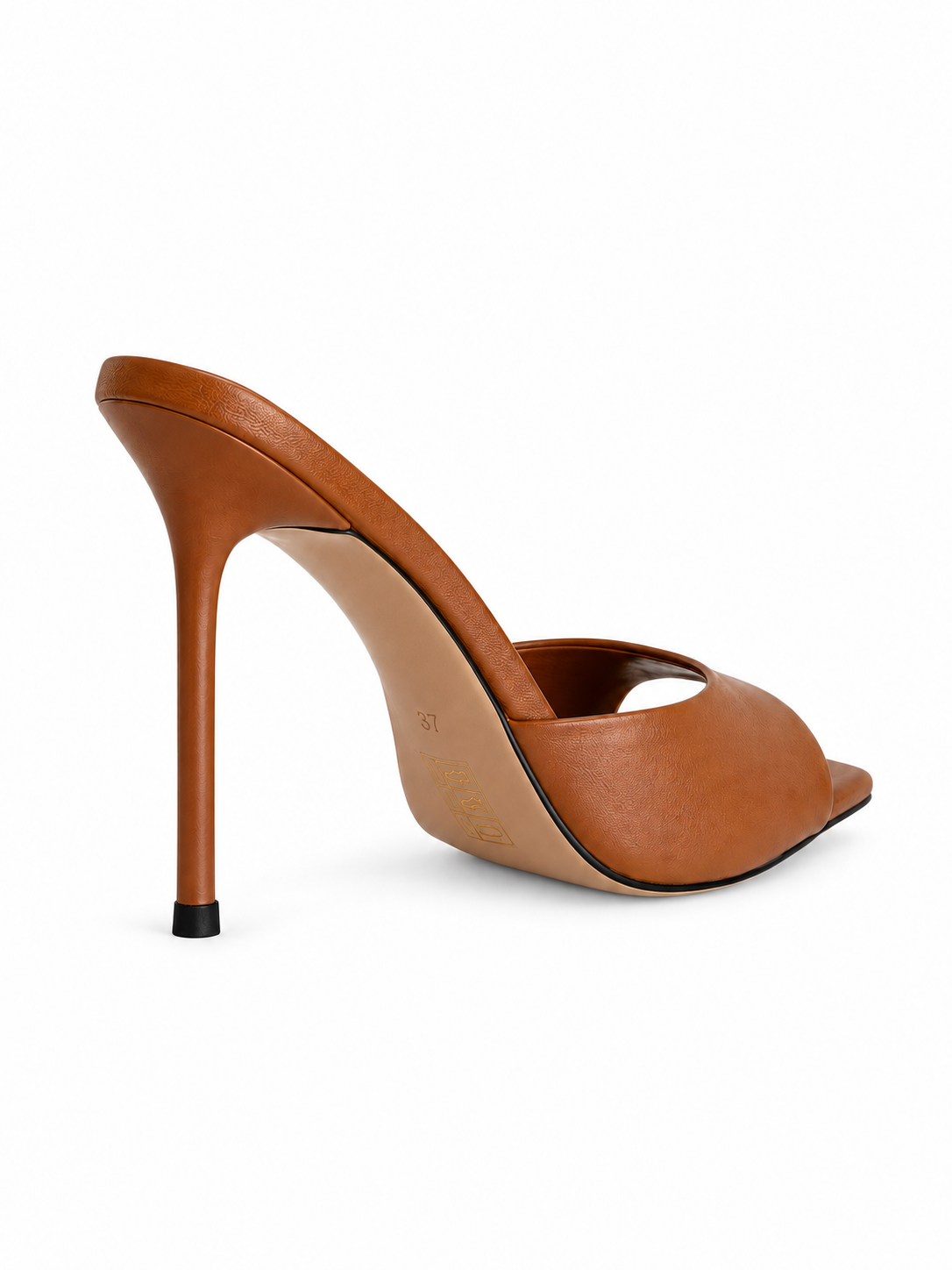 GLAM Cognac Leather Heeled Mules