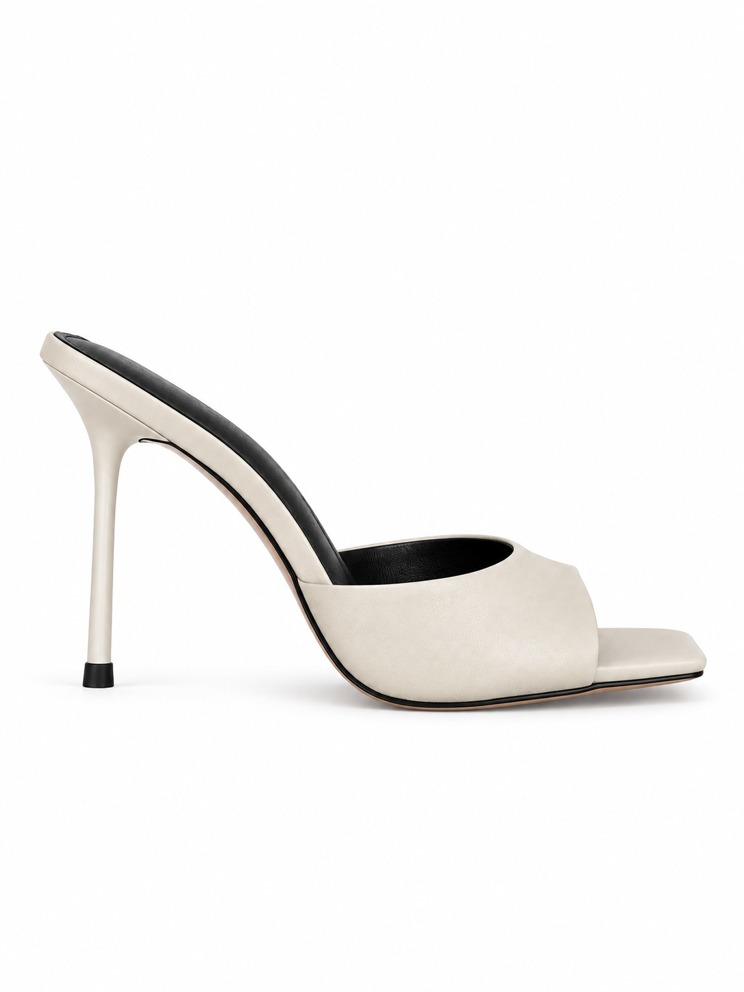 Glam Ivory Leather Mules 105 mm