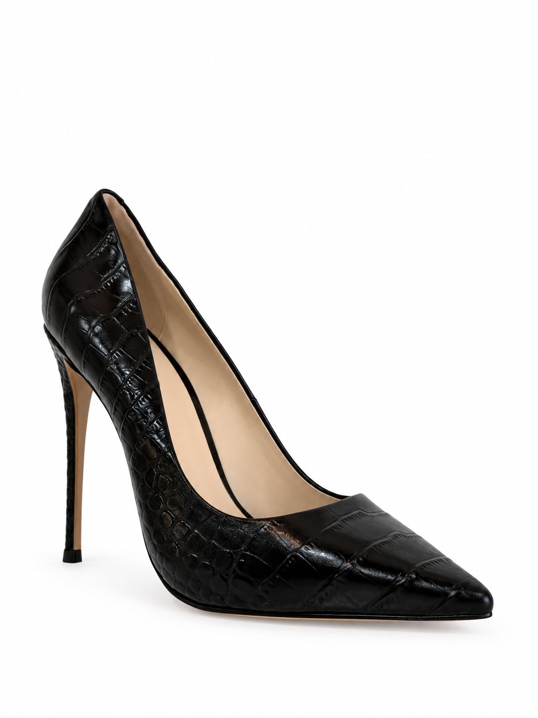 Monroe Black Croc-Embossed Leather Pumps 120 mm