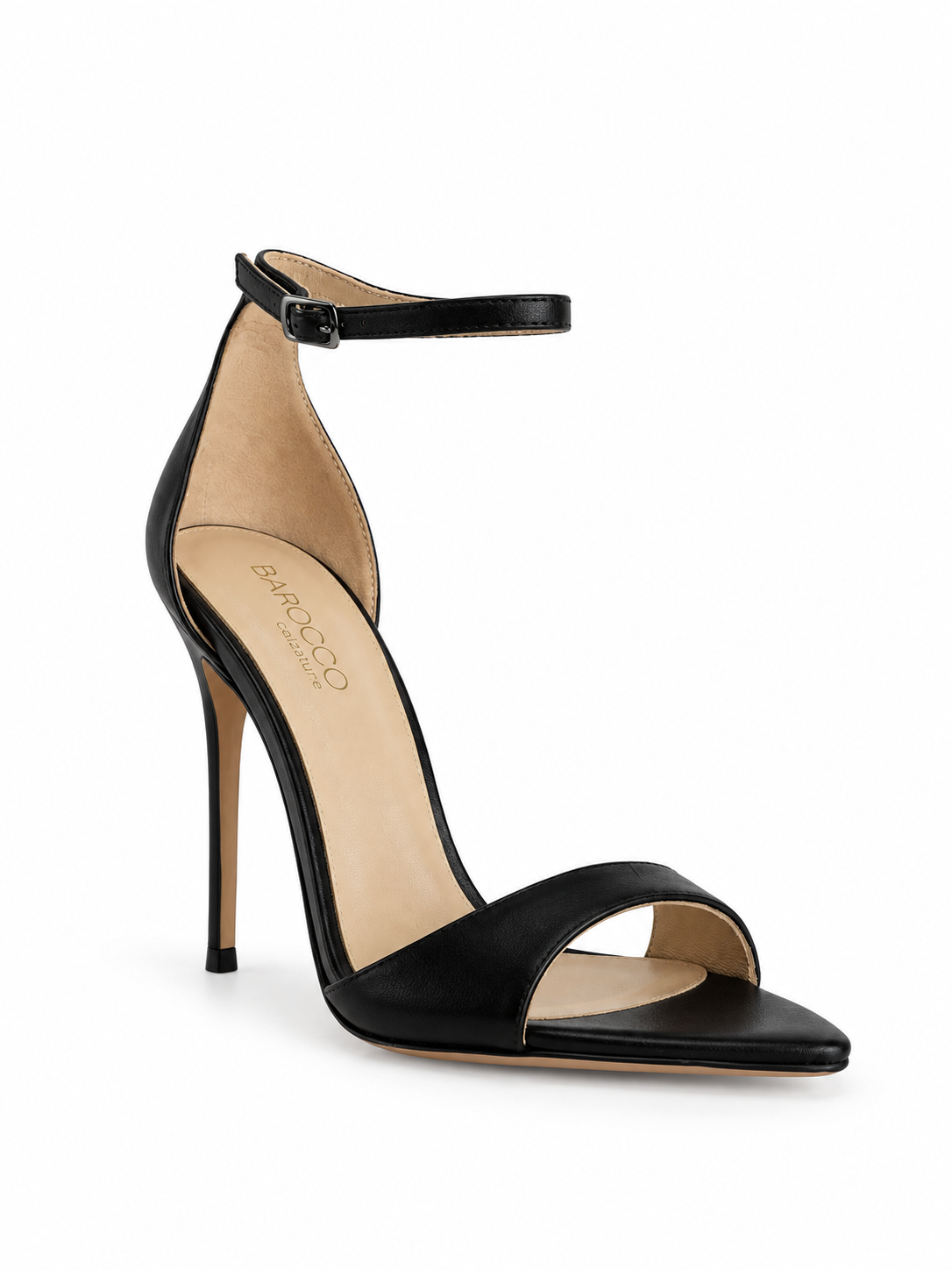 Jane Black Leather Sandals 100 mm