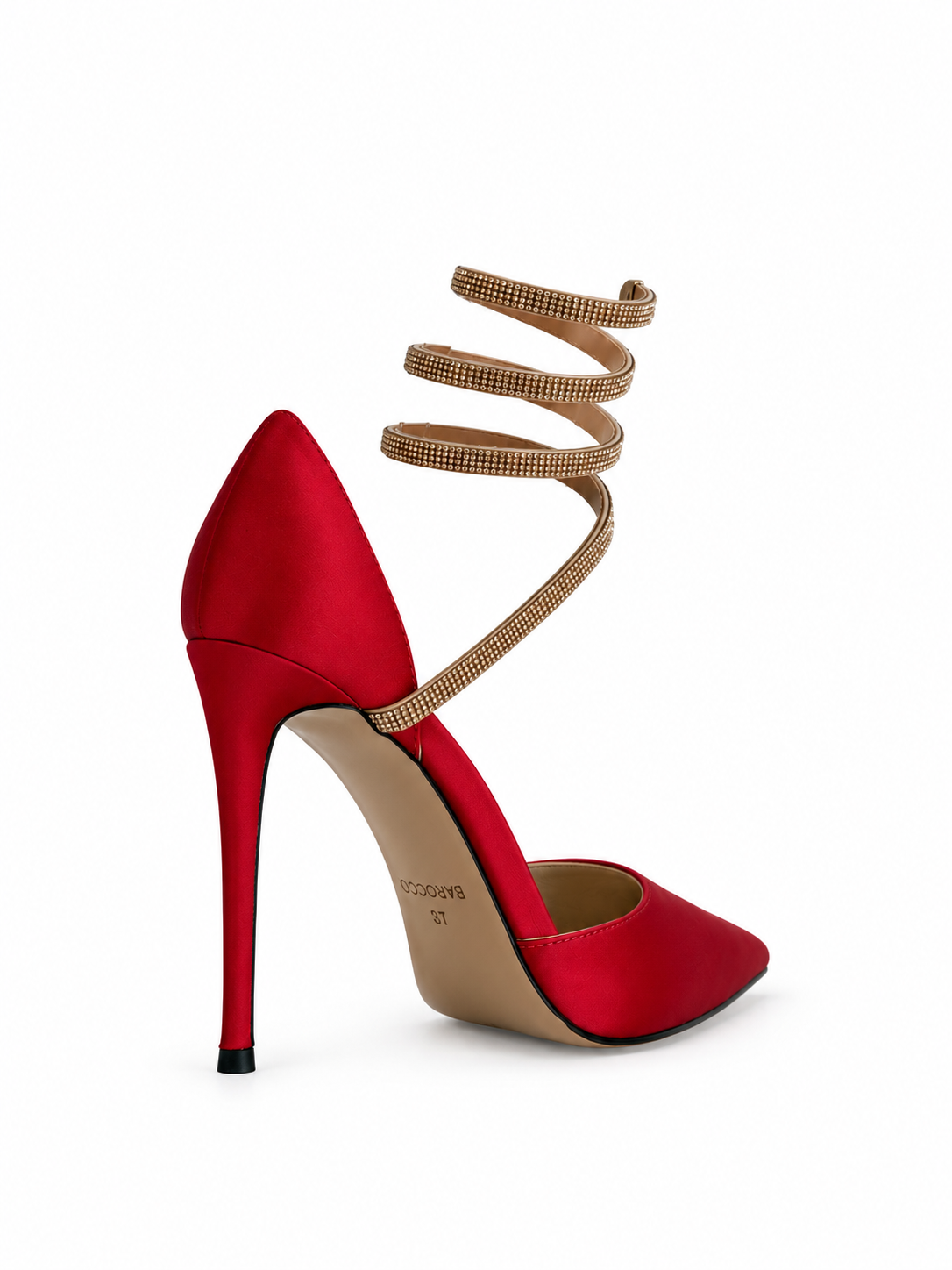 Miranda Red Crystal Ankle-Wrap Pumps 120 mm