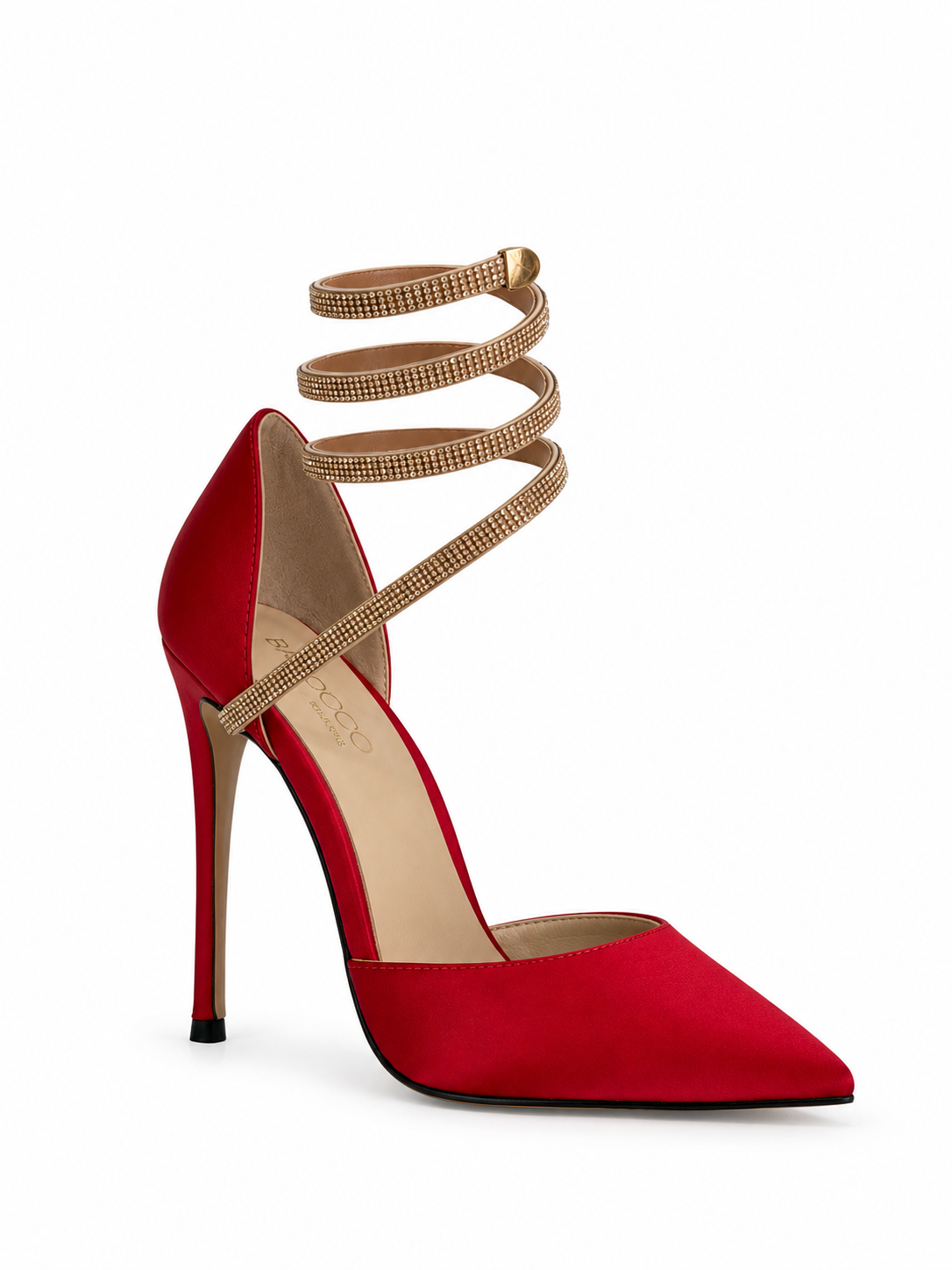 Miranda Red Crystal Ankle-Wrap Pumps 120 mm
