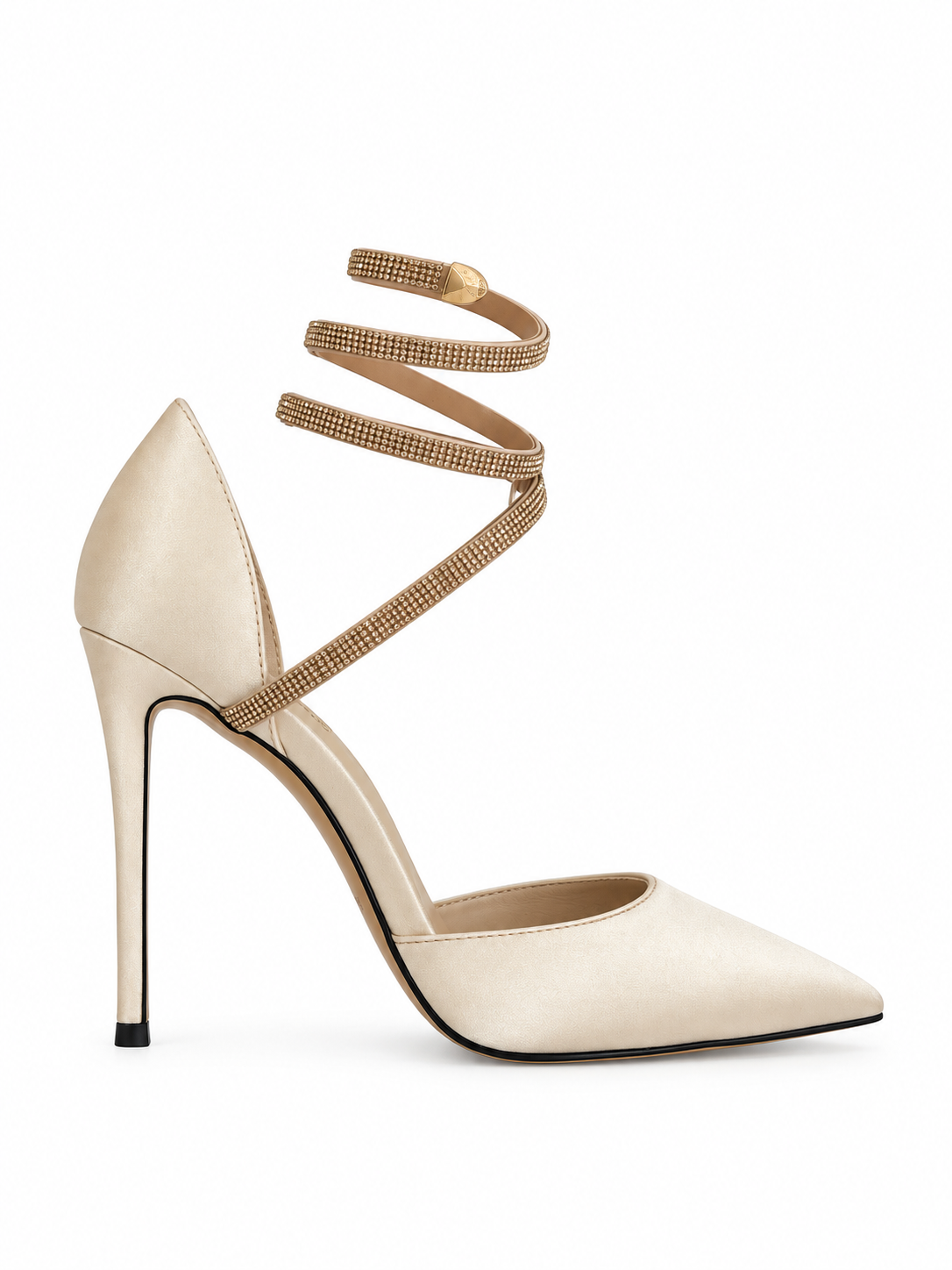 Miranda Ivory Crystal Ankle-Wrap Pumps 120 mm