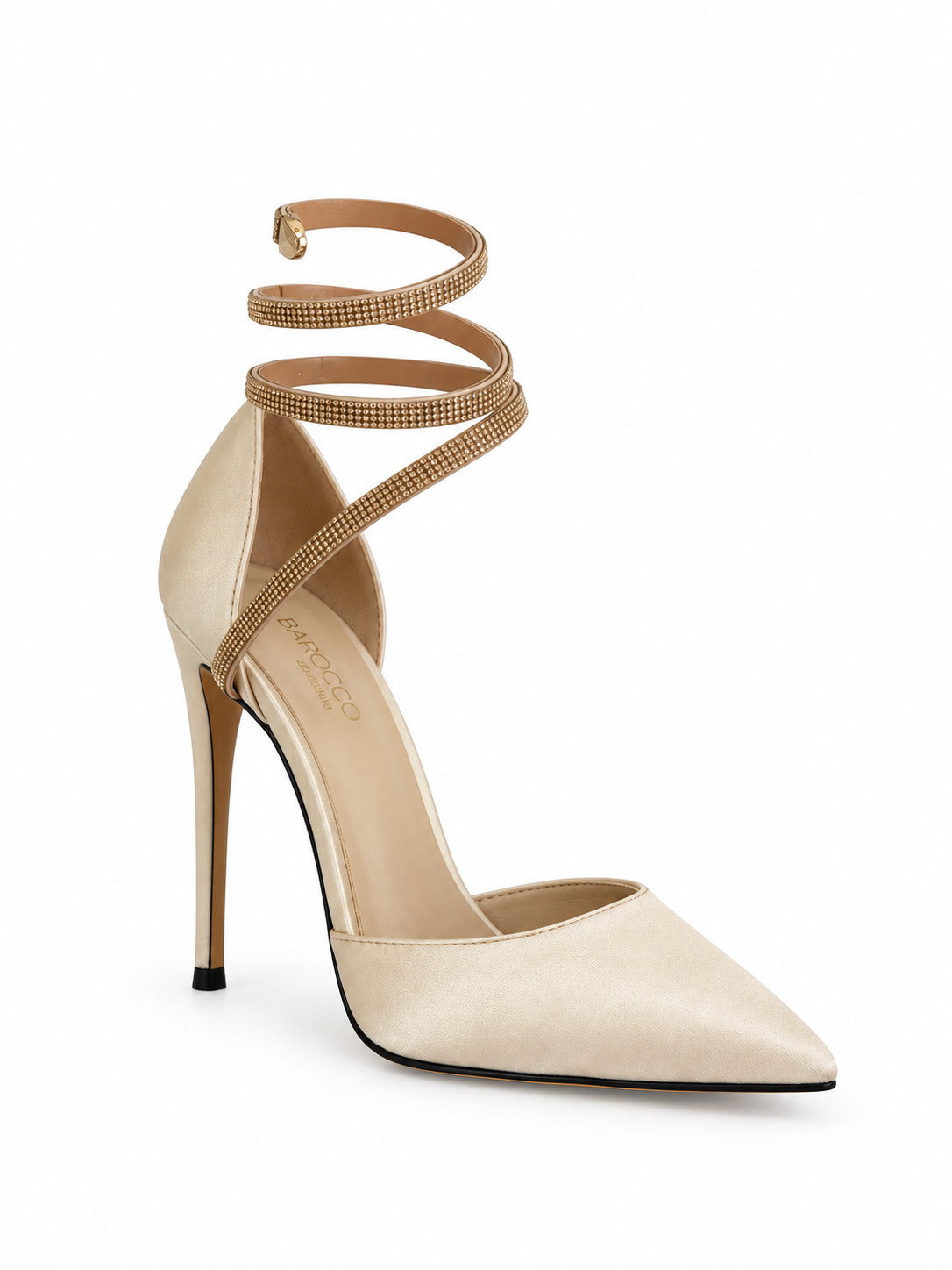 Miranda Ivory Crystal Ankle-Wrap Pumps 120 mm