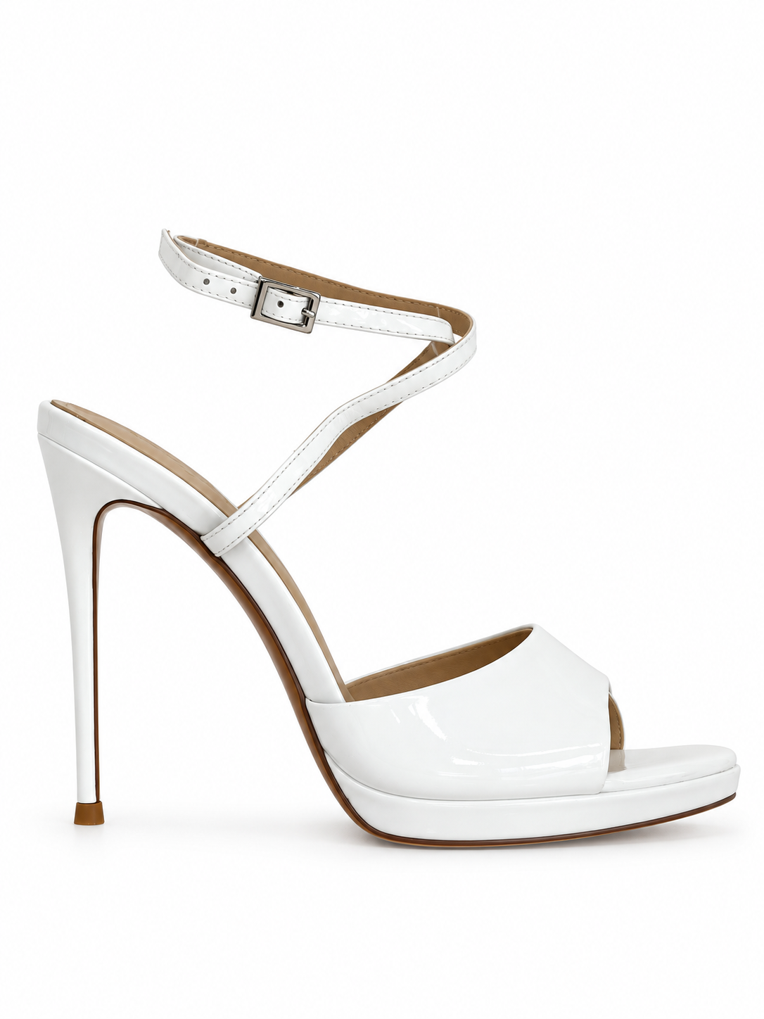 Giliana White Patent Platform Sandals 120 mm