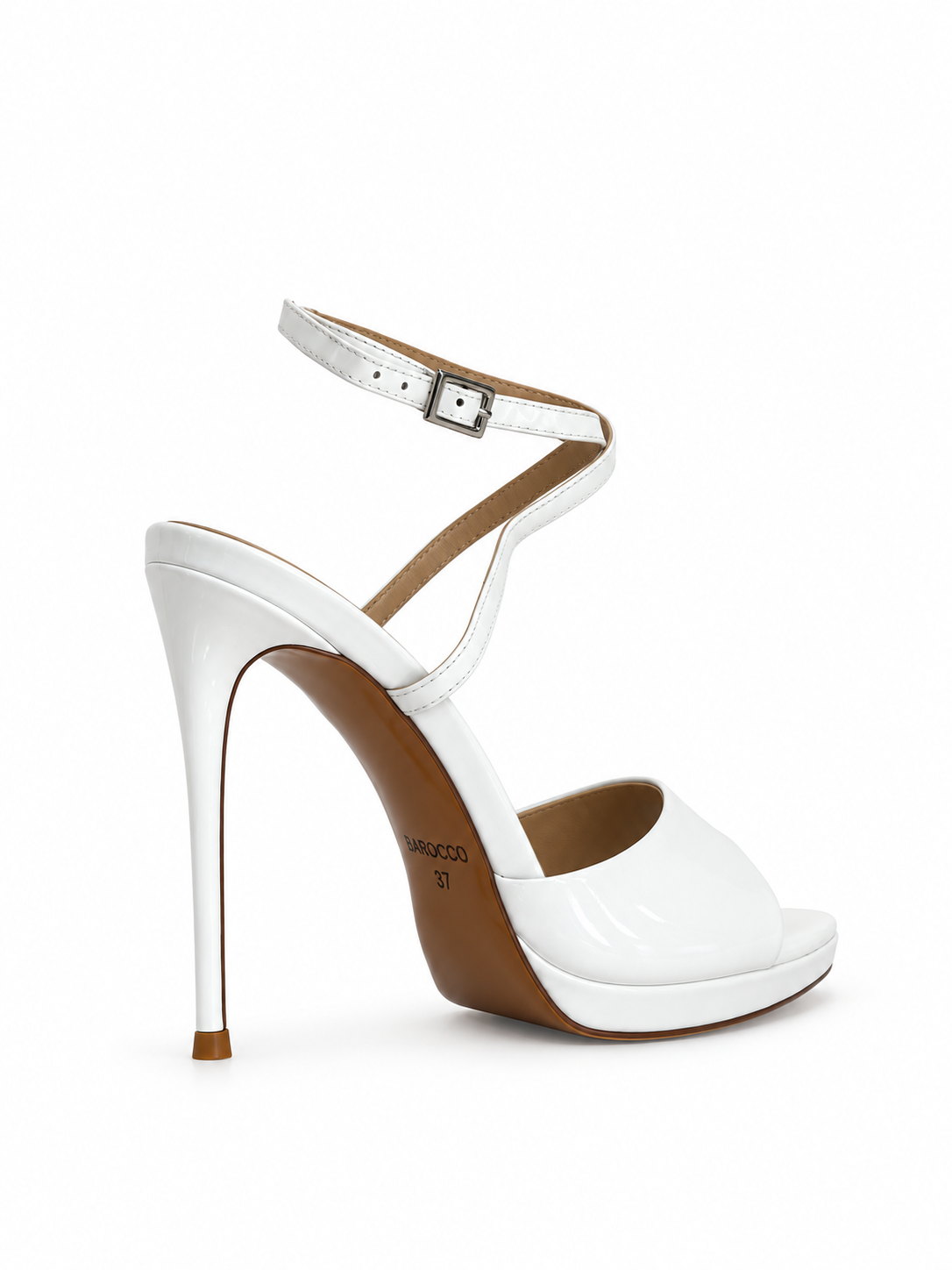 Giliana White Patent Platform Sandals 120 mm