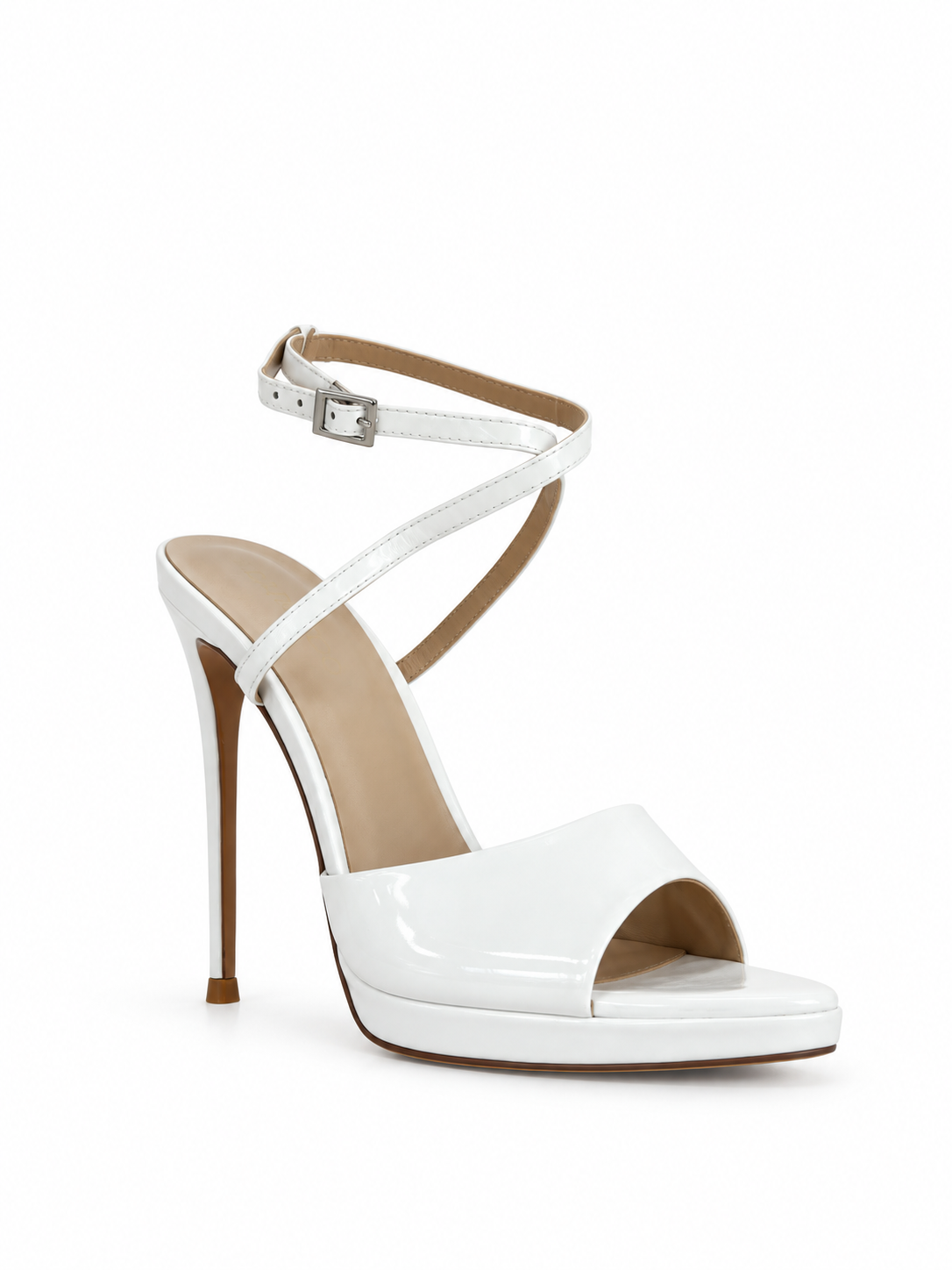 Giliana White Patent Platform Sandals 120 mm