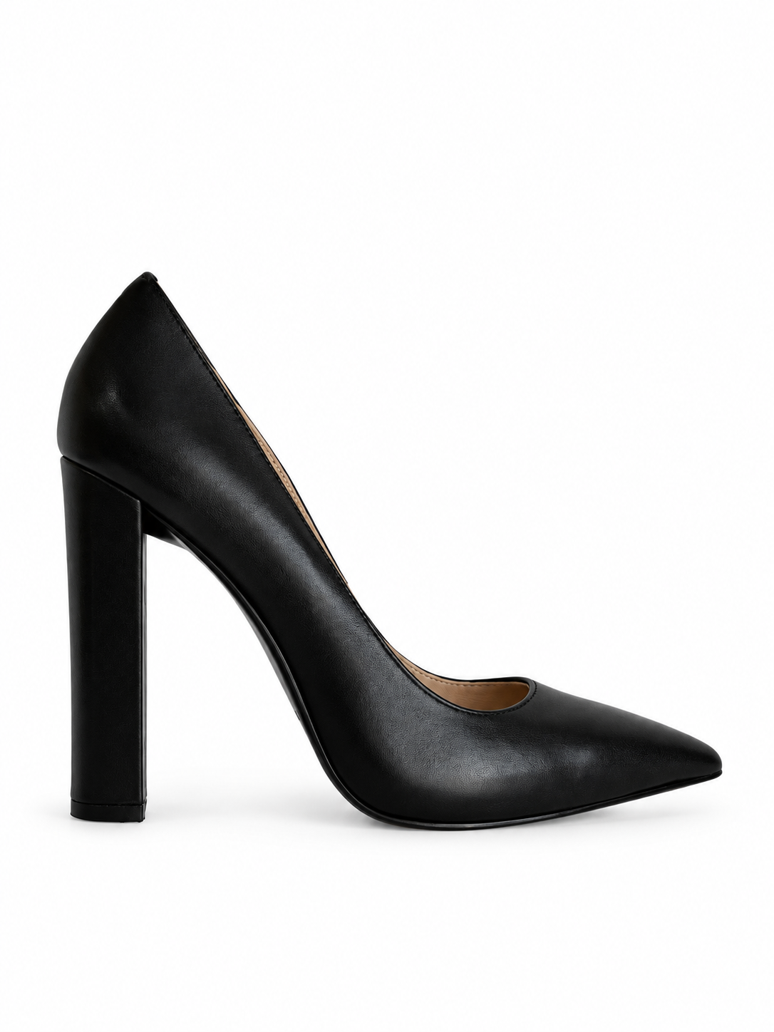 Vittoria Black Leather Pumps 120 mm Block Heel