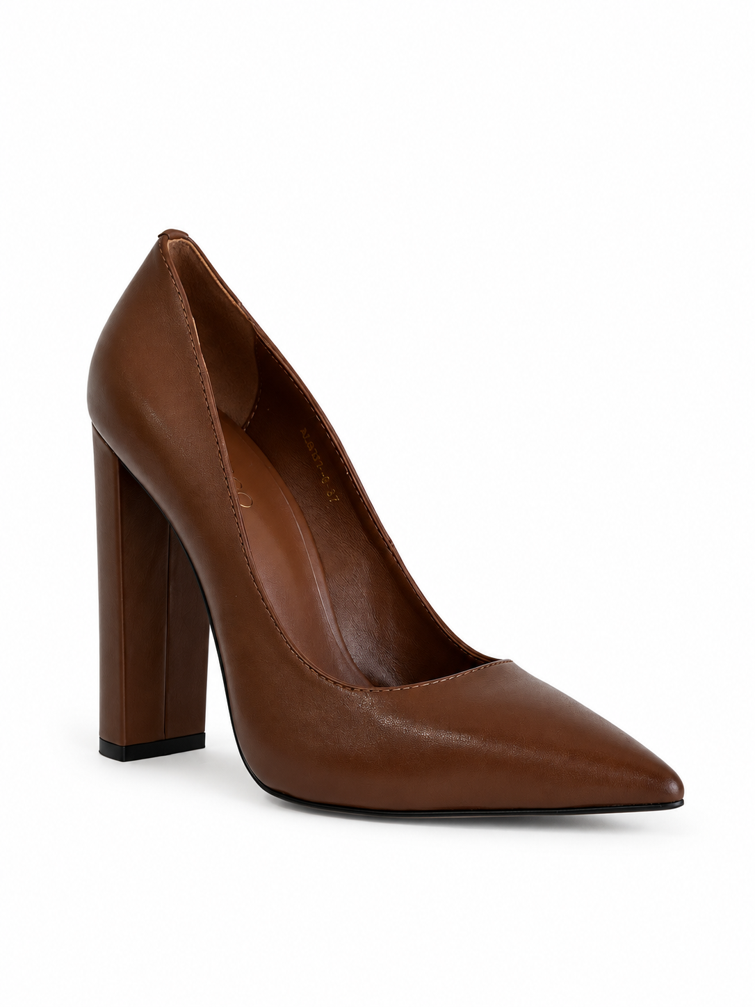 Vittoria Brown Leather Pumps 120 mm Block Heel