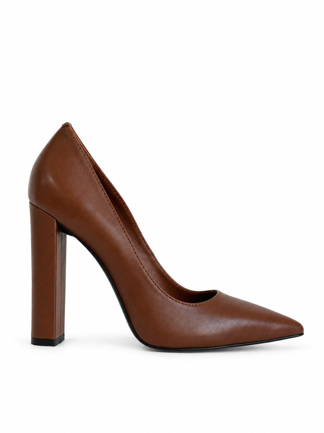 Vittoria Brown Leather Pumps 120 mm Block Heel