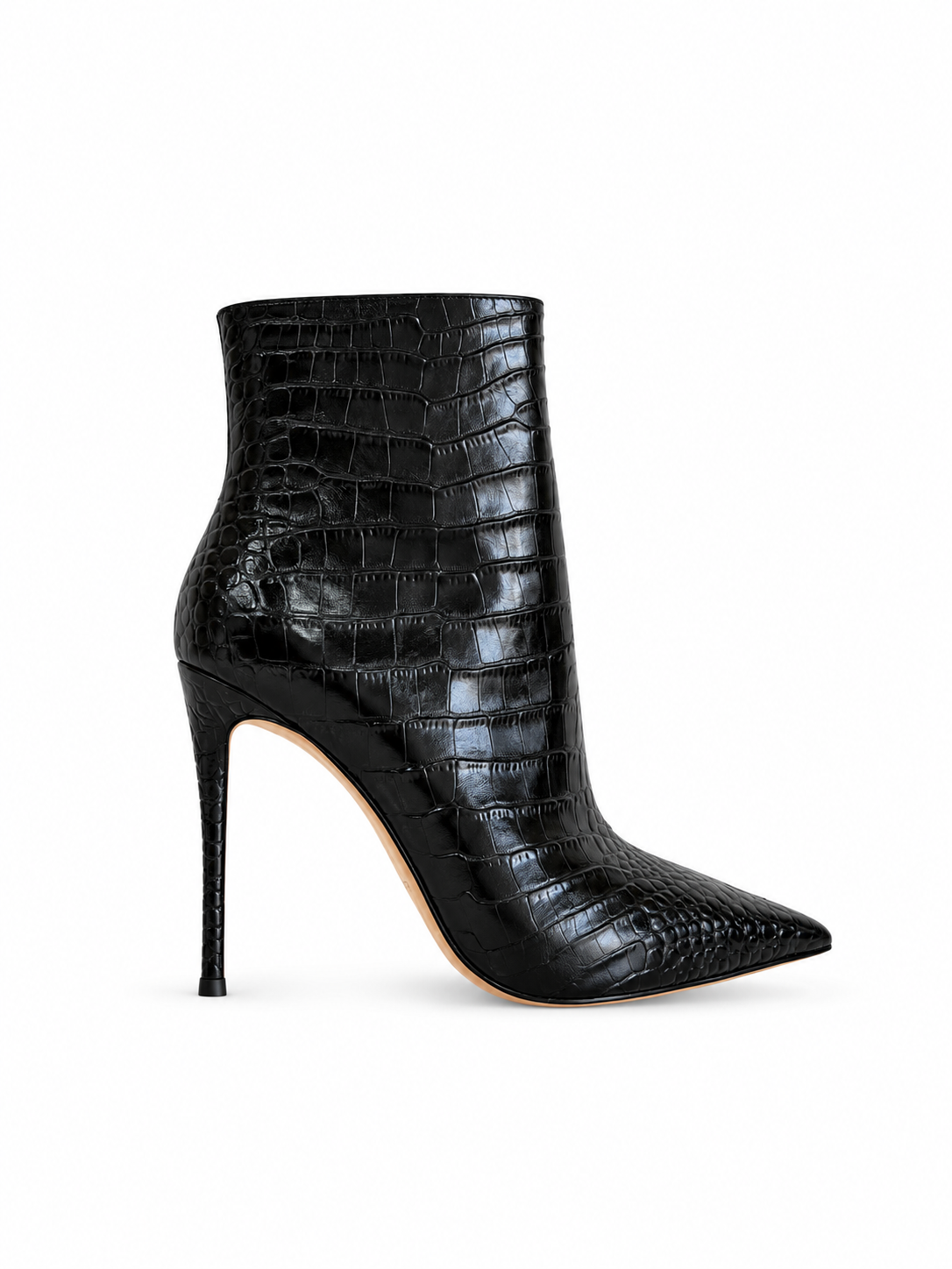 Giulia Black Croc-Embossed Leather Ankle Boots 120 mm