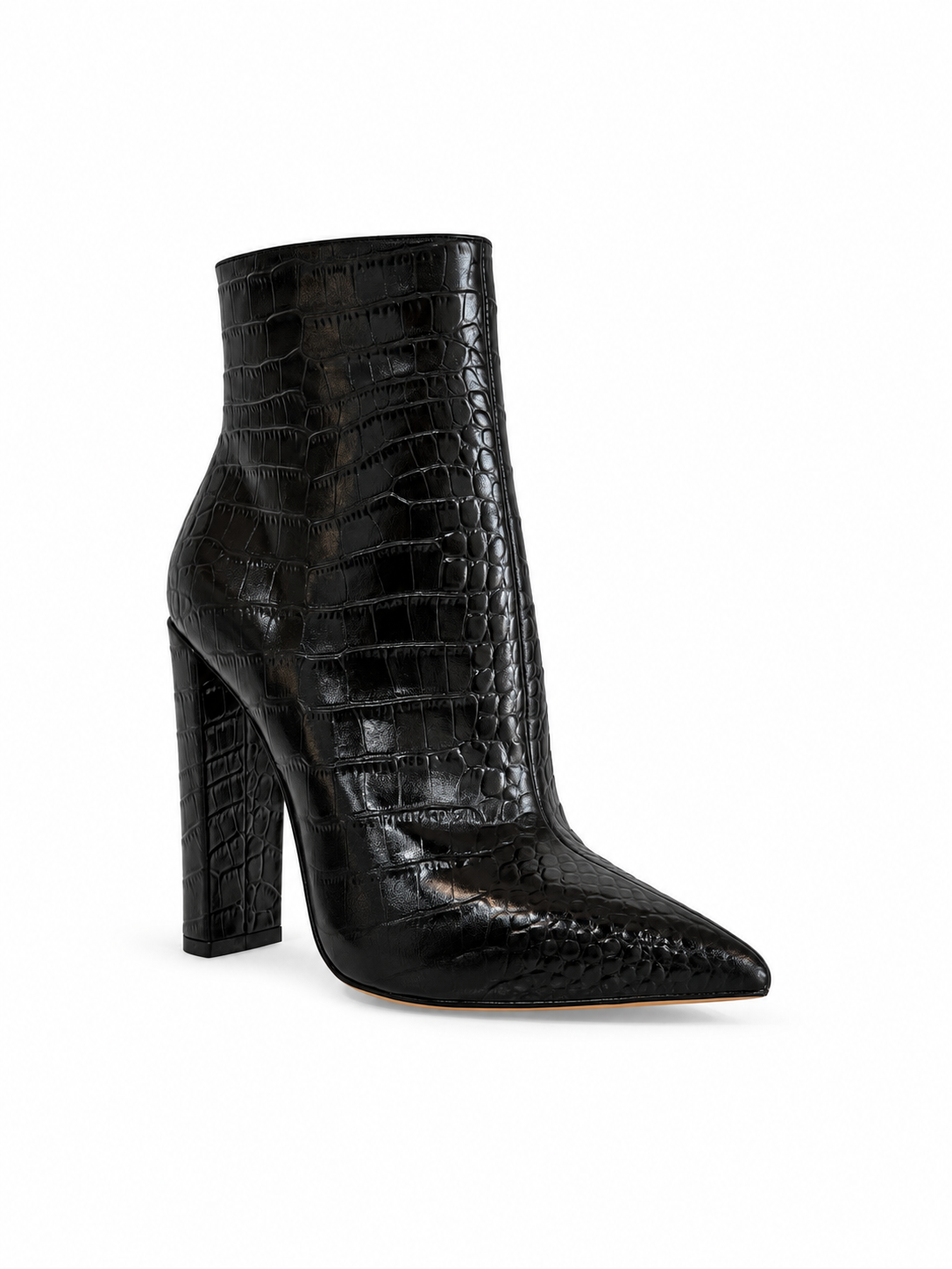 CARLOTTA Black Croc-Embossed Leather Ankle Boots 120mm