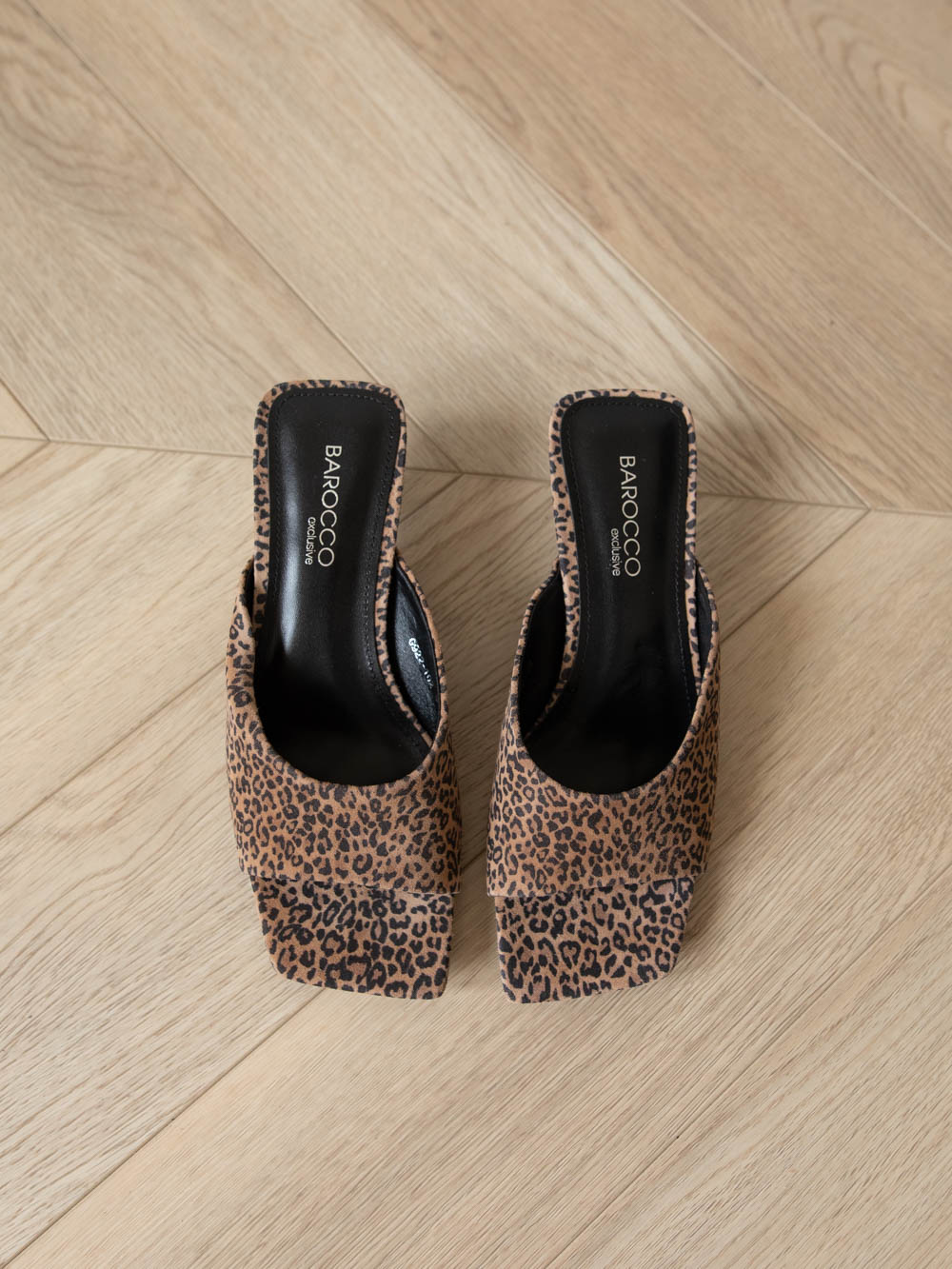 Genuine suede leather leopard brown sandals Sara 50mm