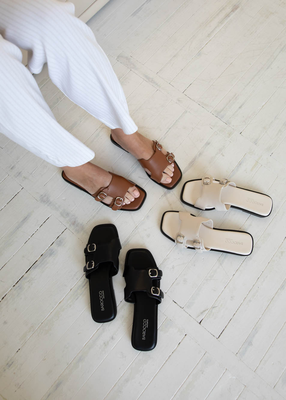 Genuine leather slides Kris