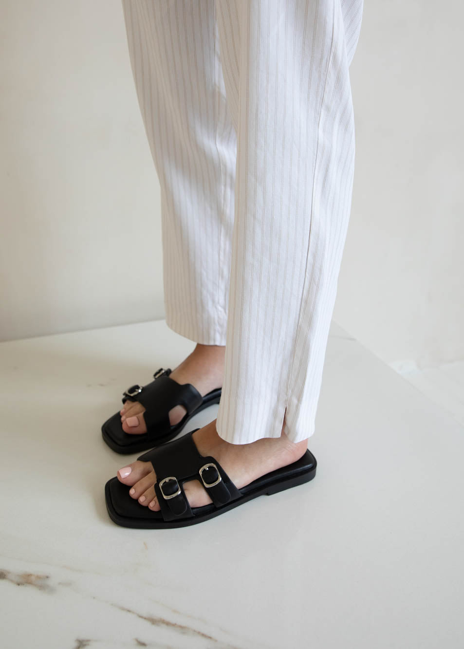 Genuine leather slides Kris