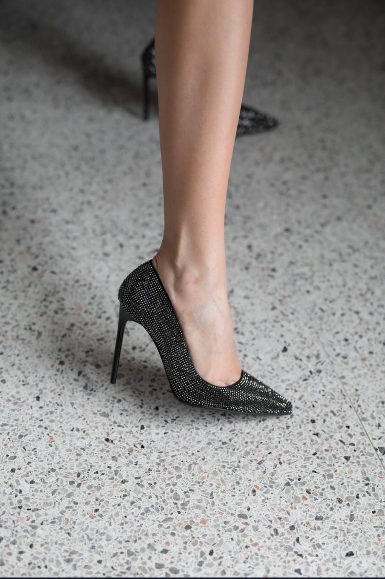 Genuine suede leather pump Crystal 110mm