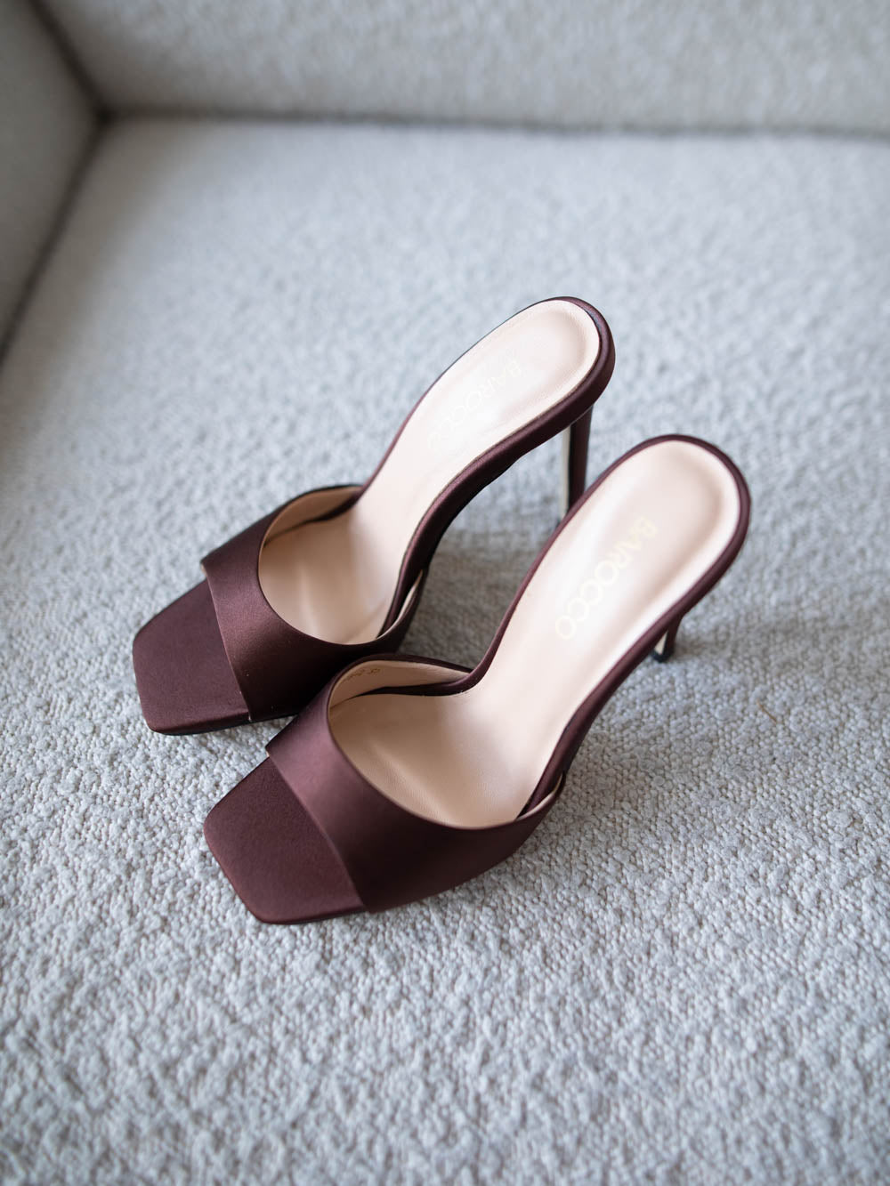 Satin brown sandlas Amalia 100mm