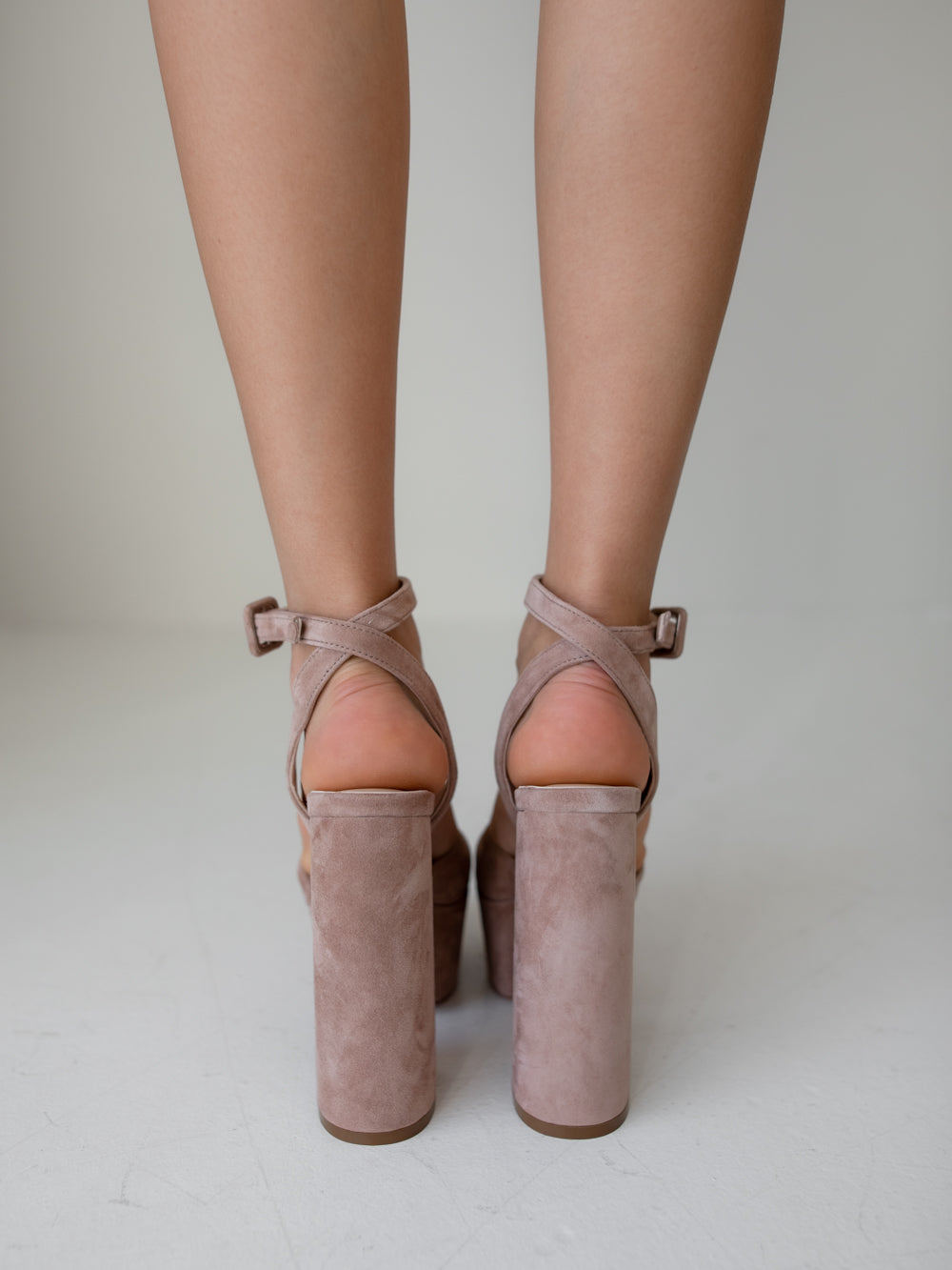 Genuine beige suede leather sandals Alise 150mm